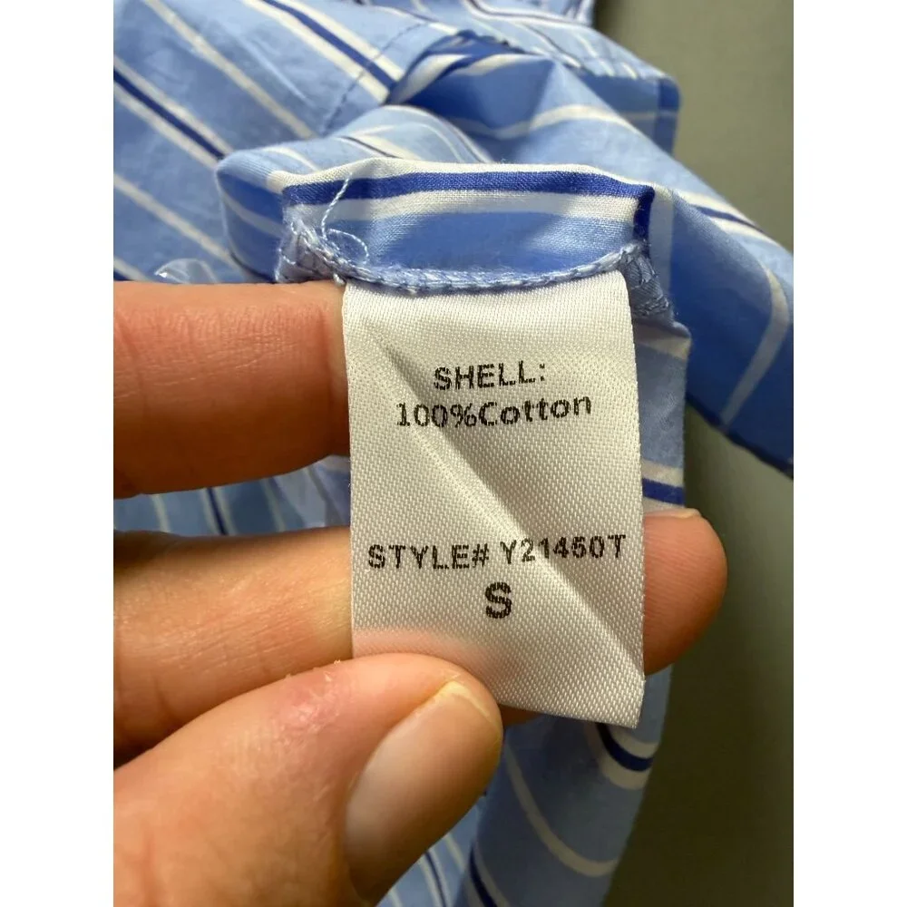 Tuckernuck Pomander Place Shades of Blue Stripe Cara Dress Shirt Mini Preppy S - Picture 6 of 8